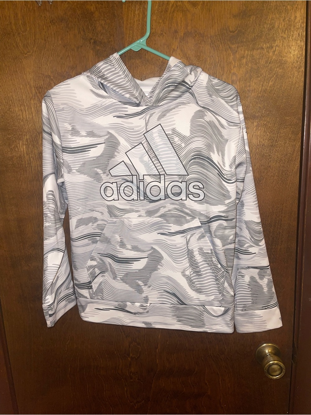 adidas White and Gray Graphic Hoodie